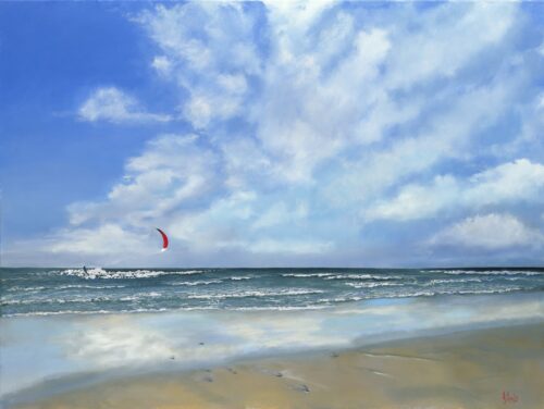 Kite Surfer, a studio painting by Judy Salinsky