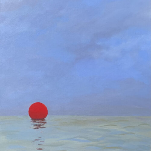 Red Buoy, a studio painting by Judy Salinksy