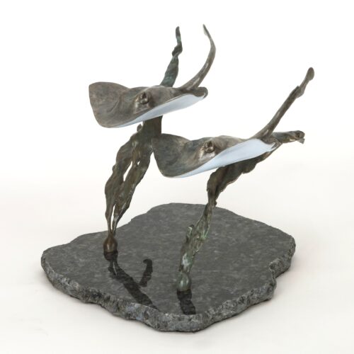 Two Rays Swim, a sculpture by Artist Judy Salinsky