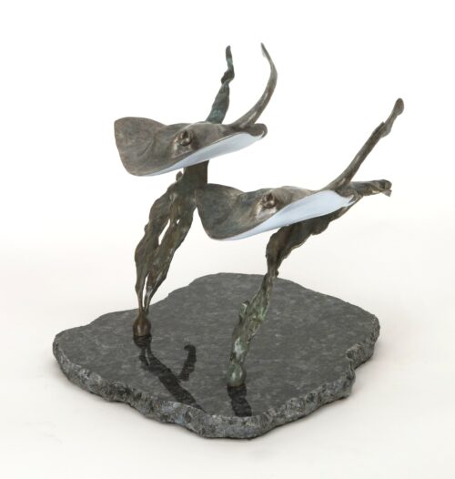 Two Rays Swim, a sculpture by Artist Judy Salinsky